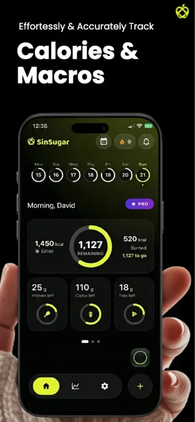 SinSugar App Interface Screenshot 2 - AI Calorie Tracker & Health Coach